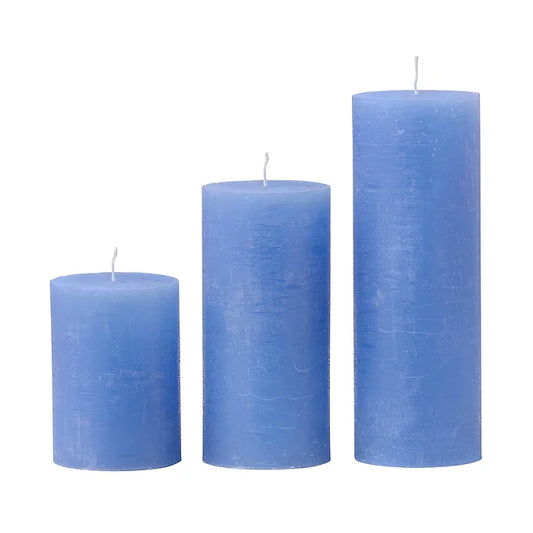 Rustic Riviera Blue Pillar Candles