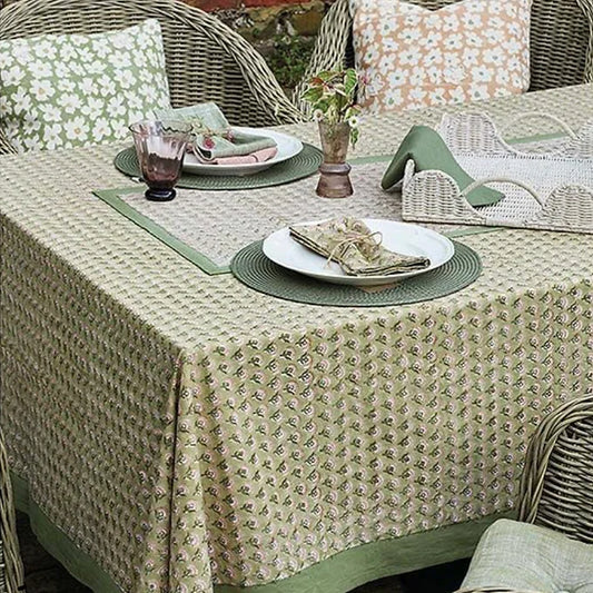 Olive Hand Blocked Table Linens
