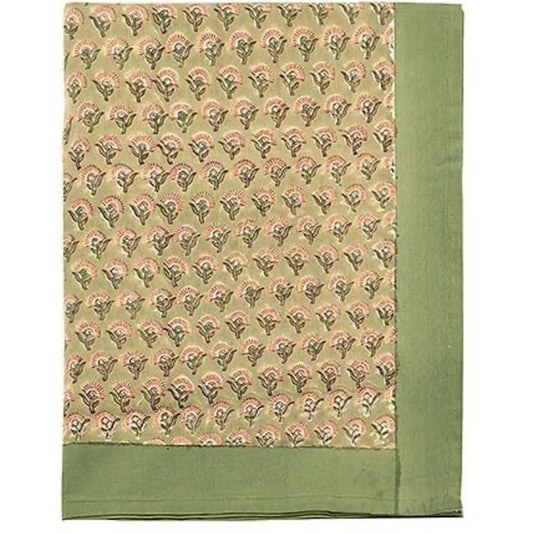 Olive Hand Blocked Tablecloth