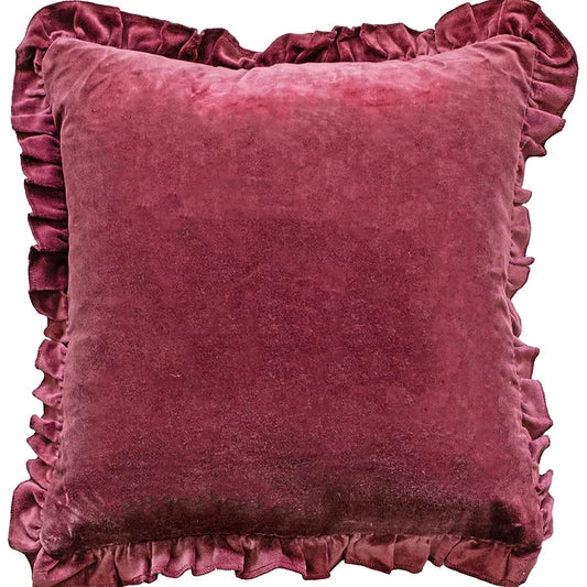 Aubergine Velvet Frill Cushion