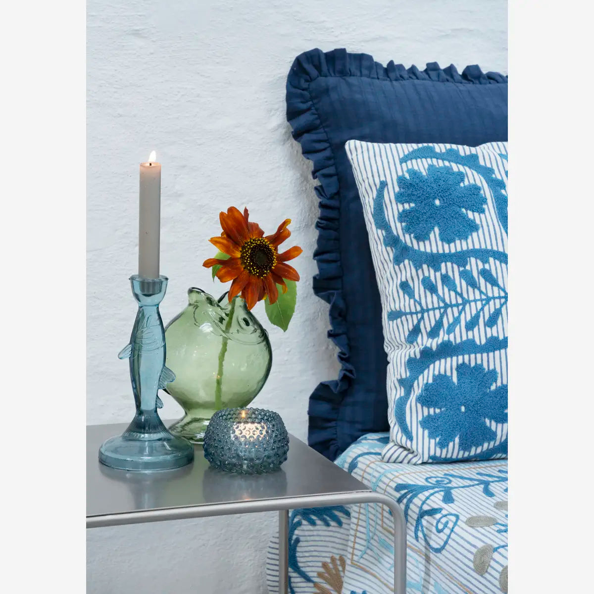 Blue Embroidered Suzani Cushion