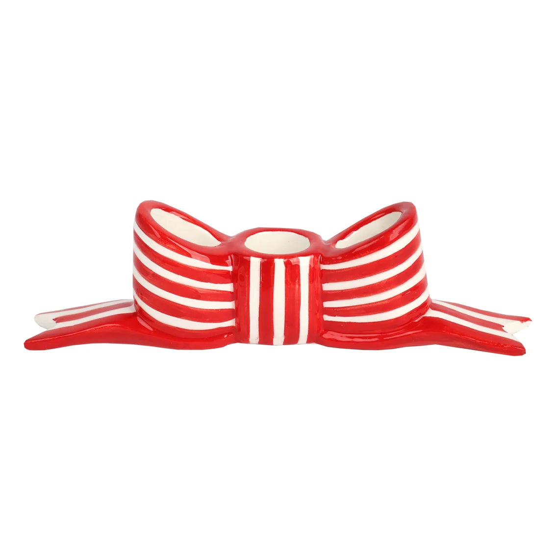 Christmas Red Ceramic Bow Candleholder