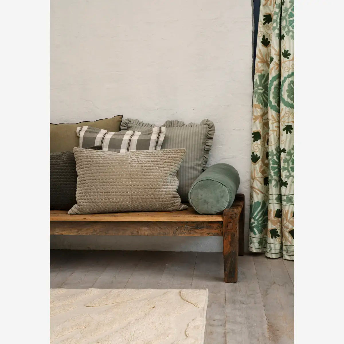 Seafoam Velvet Bolster Cushion