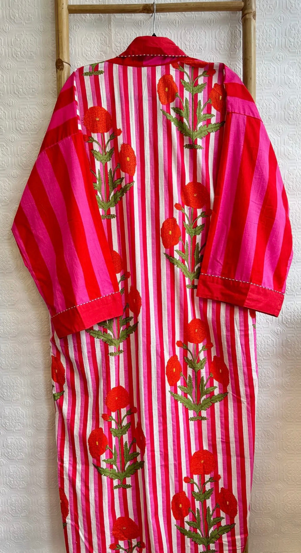 Pink & Red Stripe Cotton Robe