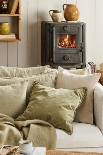 Pistachio Green Stonewash Linen Cushion