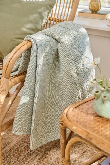 Mint Green Stripe Sofa Quilt