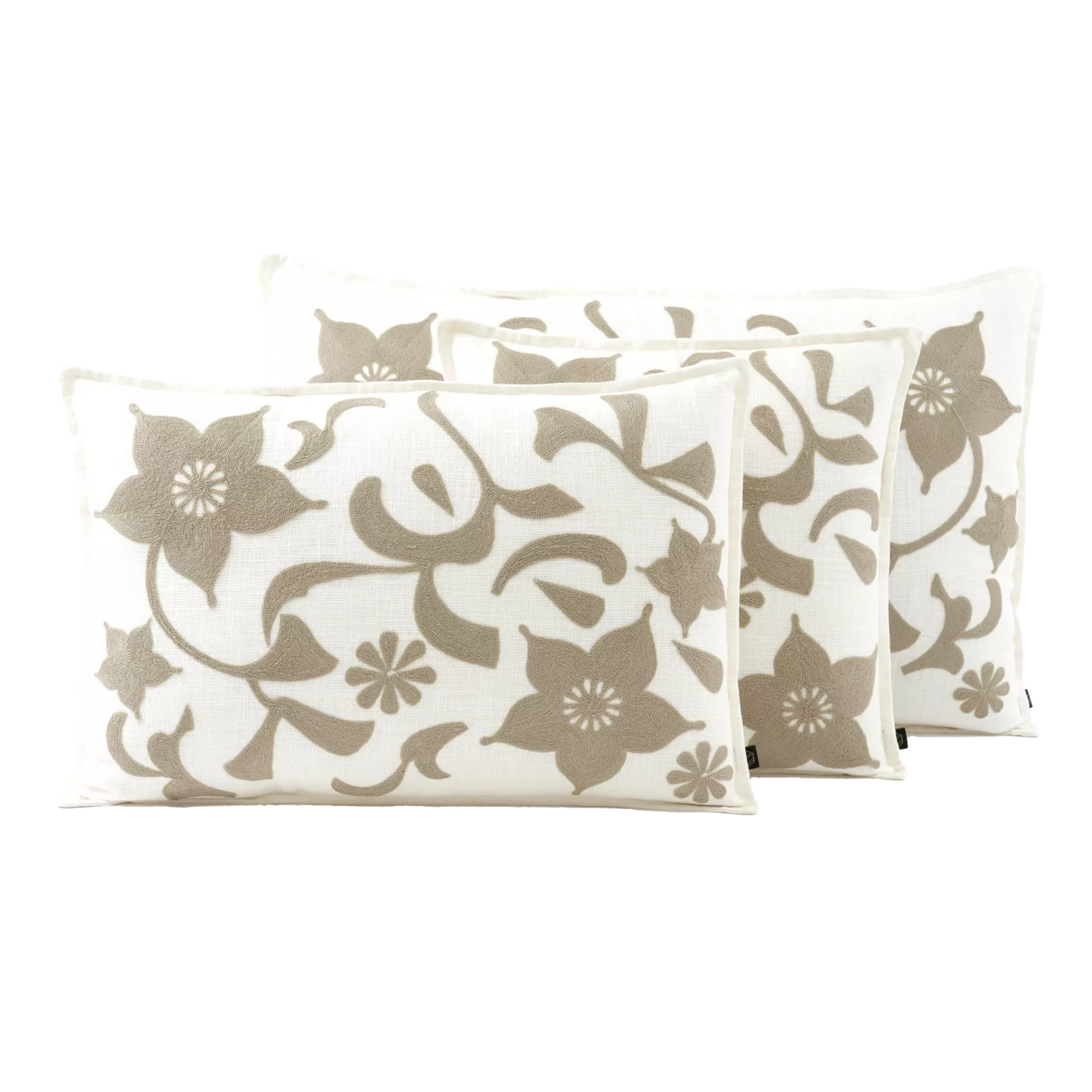 Natural Linen Embroidered Cushion 2 Sizes