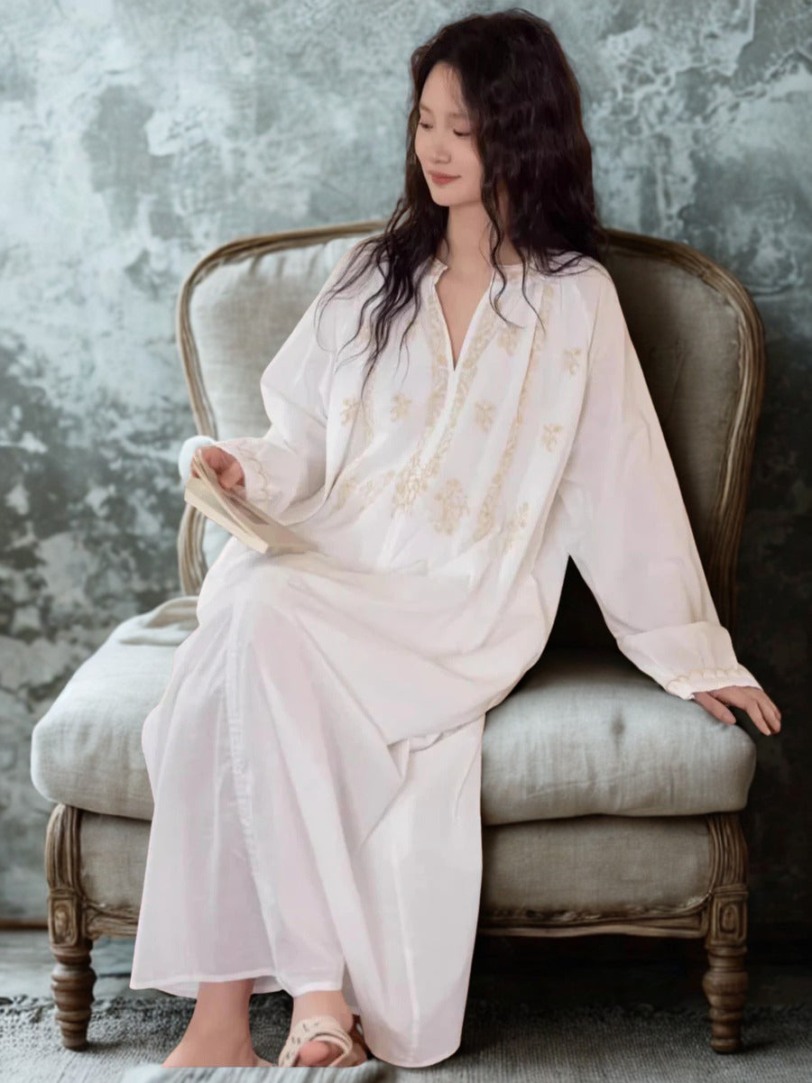 White Bamboo Embroidered Nightdress