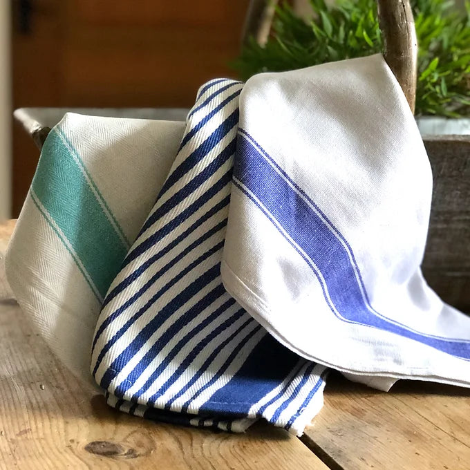 Cotton Tea Towel Blue Stripe