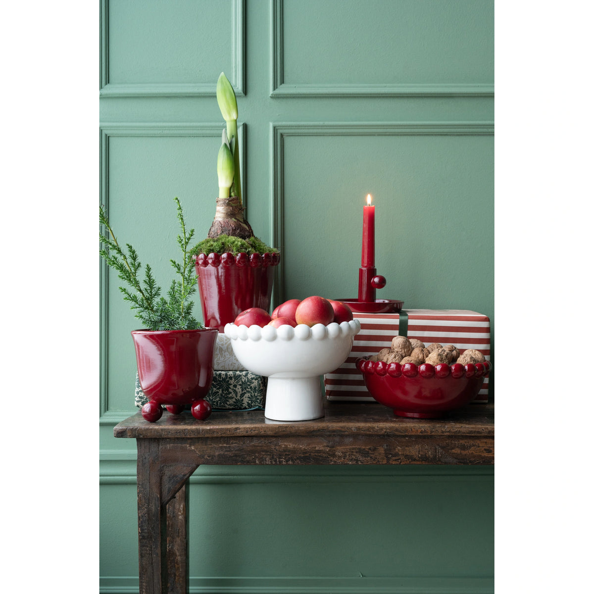 Christmas Deep Red Mary Candle Holder