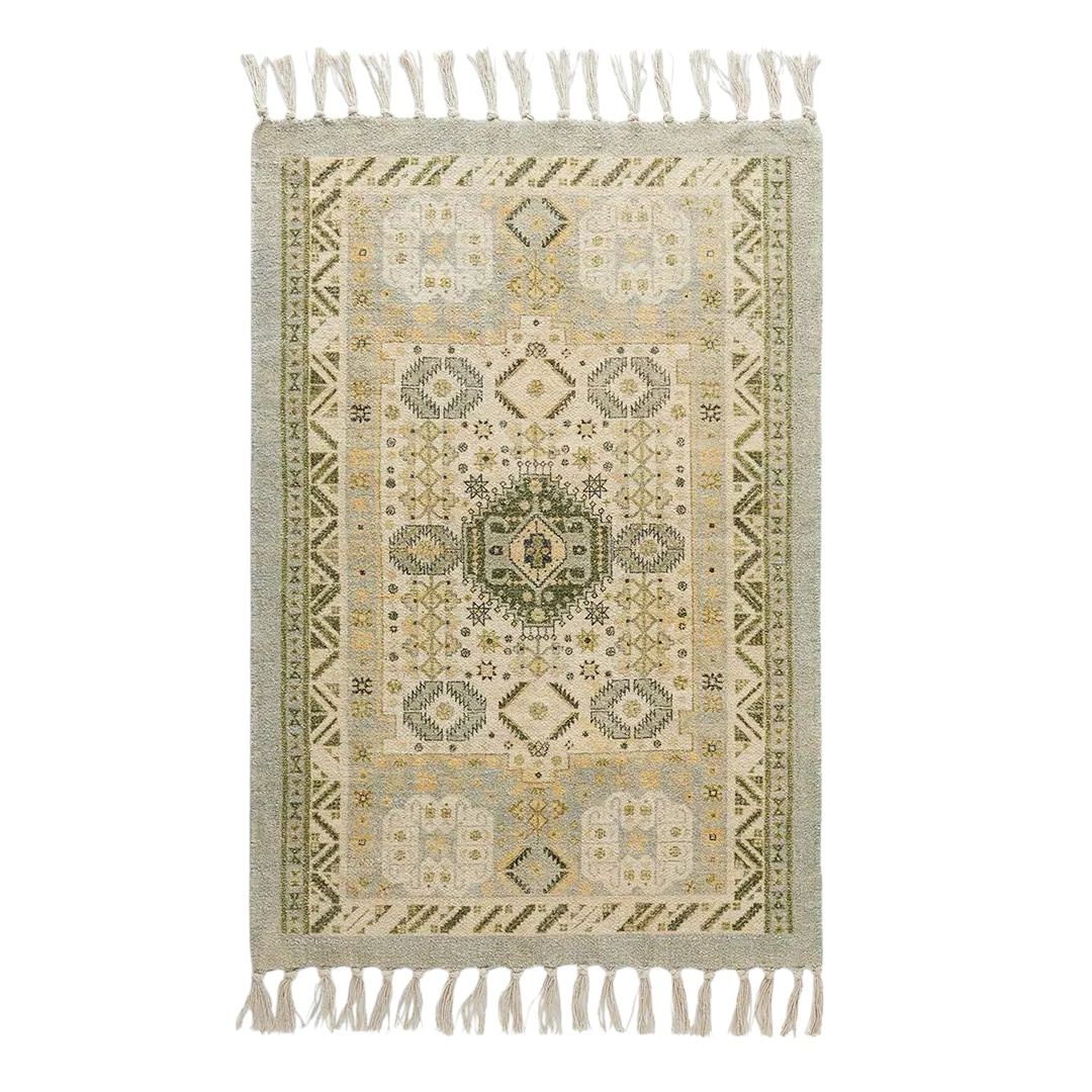 Green Indian Printed Rug