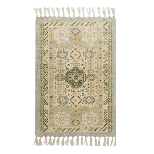 Green Indian Printed Rug