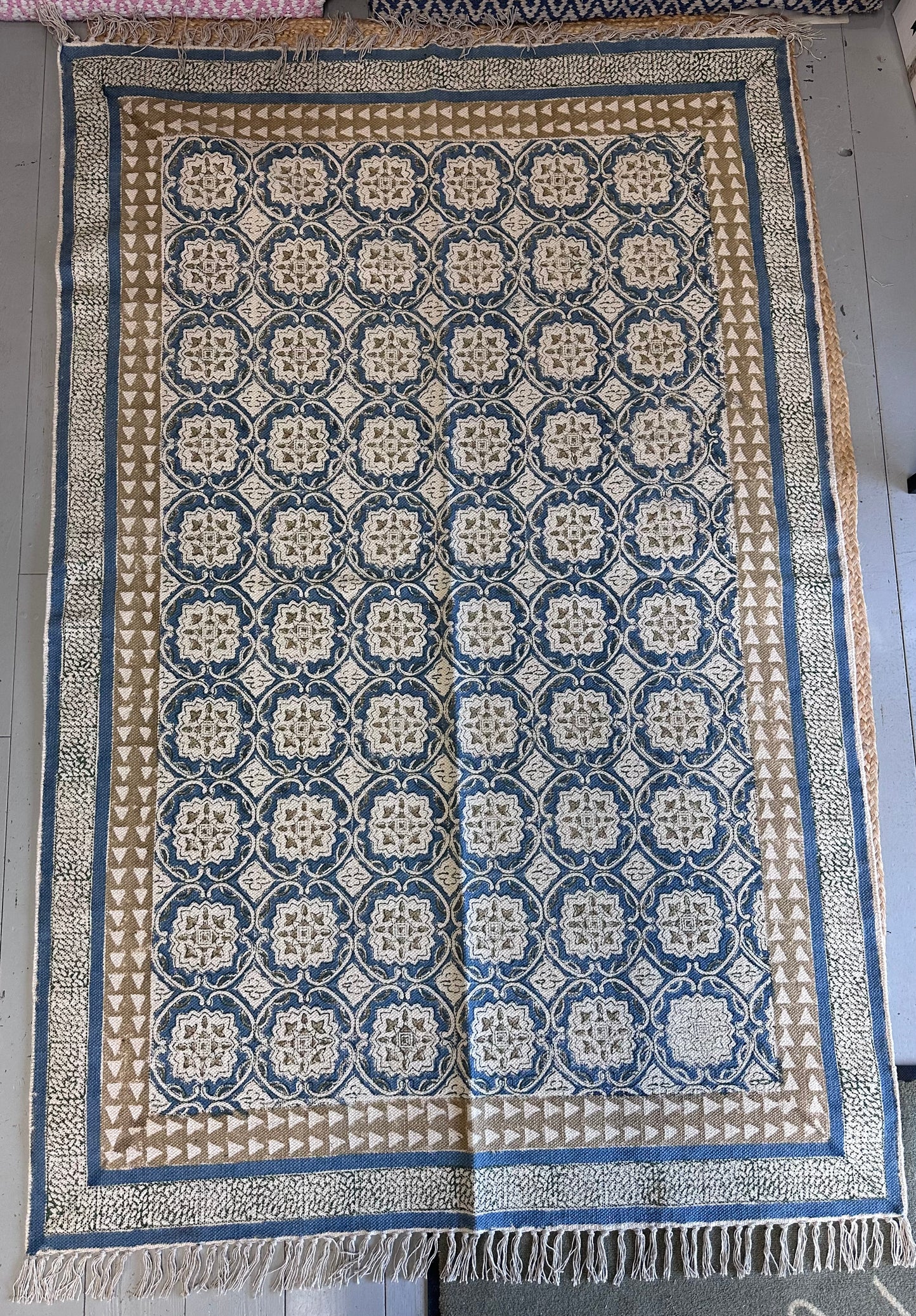 Blue Natural Printed Rug