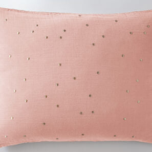 Muslin Gold Spotty Peach Pink Pillowcase