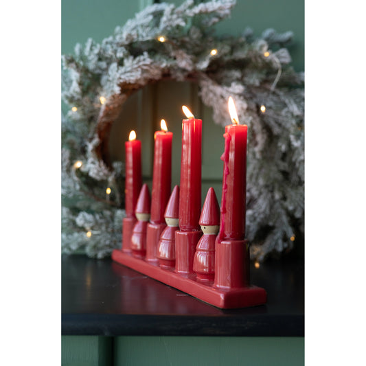 Christmas Stoneware Red Tomte Candle Holder