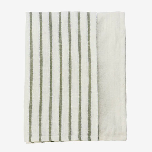 Sage Green Stripe Tablecloth & Napkins