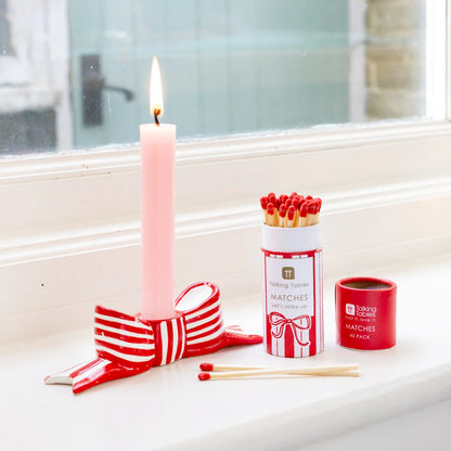 Christmas Red Ceramic Bow Candleholder
