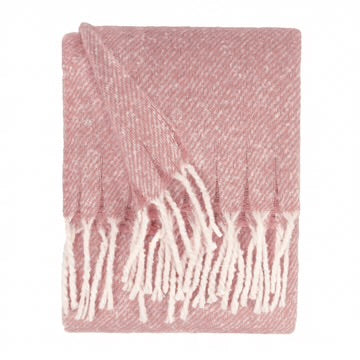 Isla Pink Heather Fringed Blanket