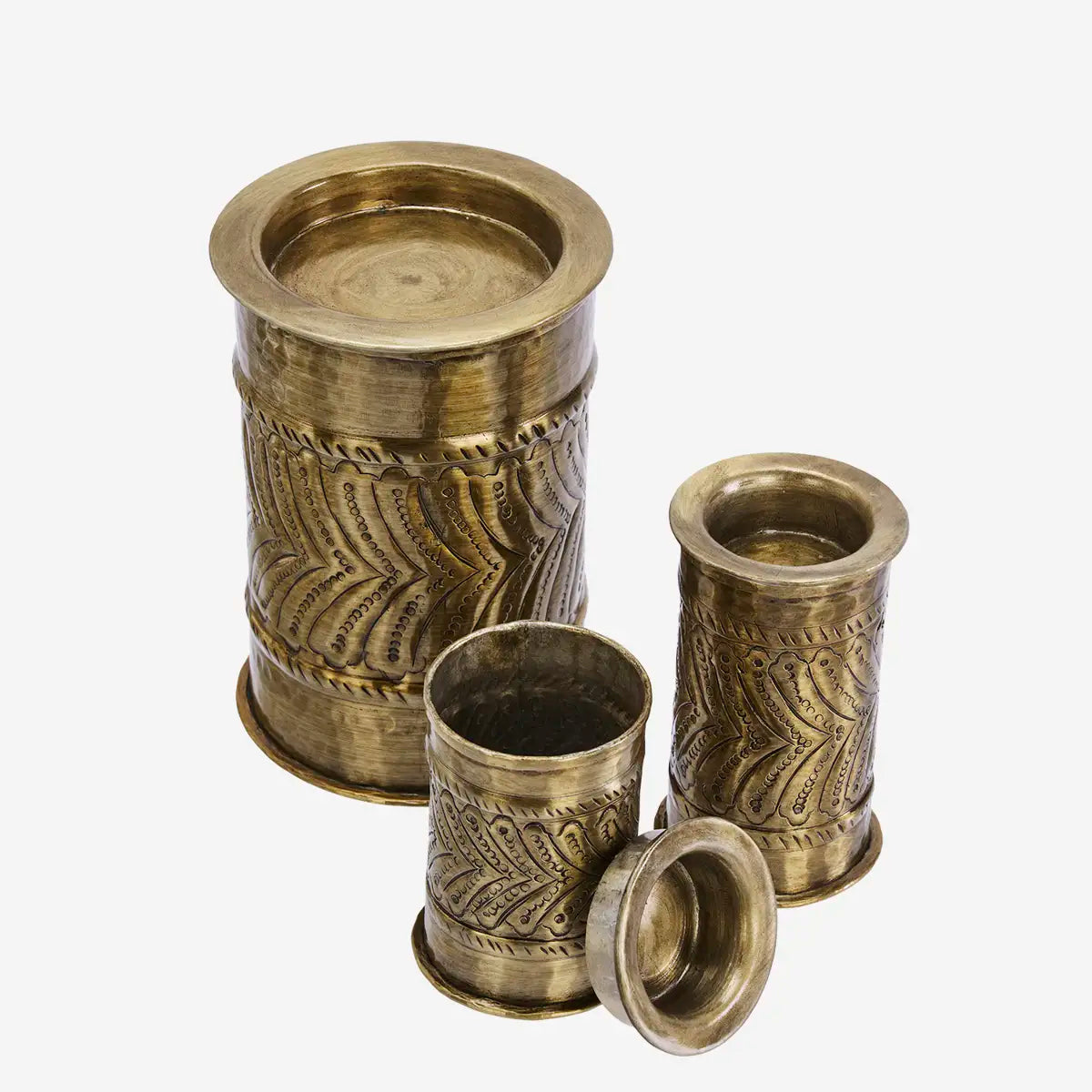 Antique Brass Storage / Candle Holders