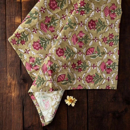 Autumn Blockprint Tablecloth & Napkins