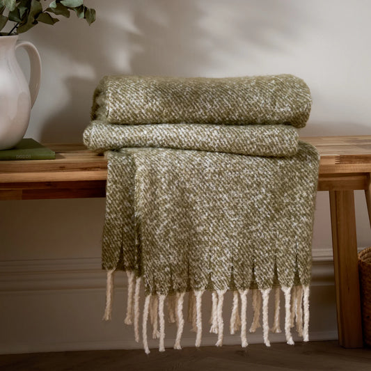 Isla Sage Fringed Blanket