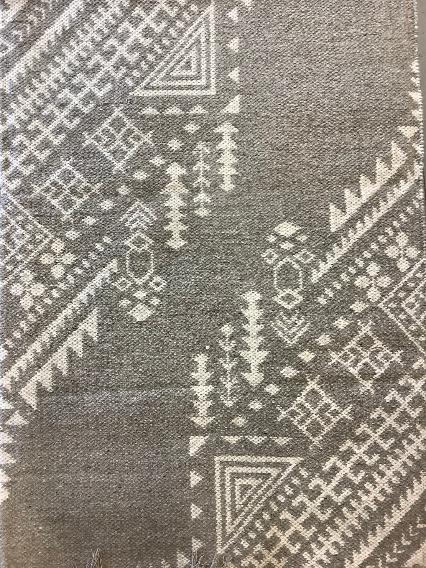 Grey Wool & Cotton Blend Rug