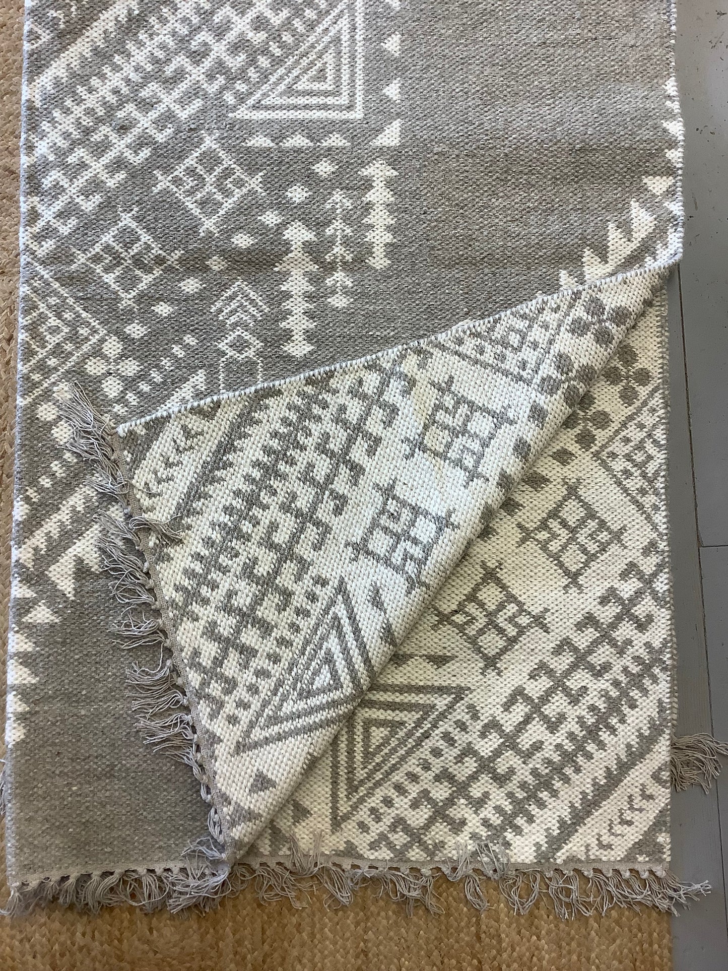 Grey Wool & Cotton Blend Rug