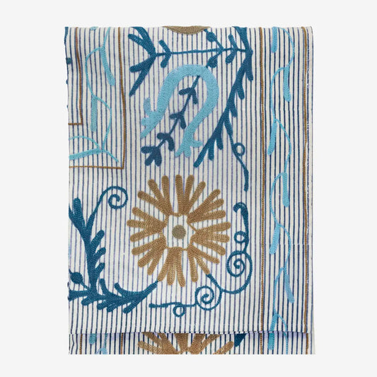 Blue Embroidered Suzani Throw