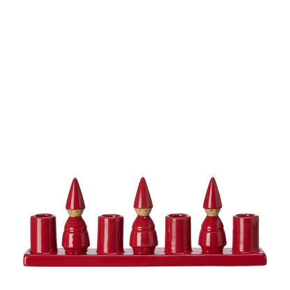 Christmas Stoneware Red Tomte Candle Holder