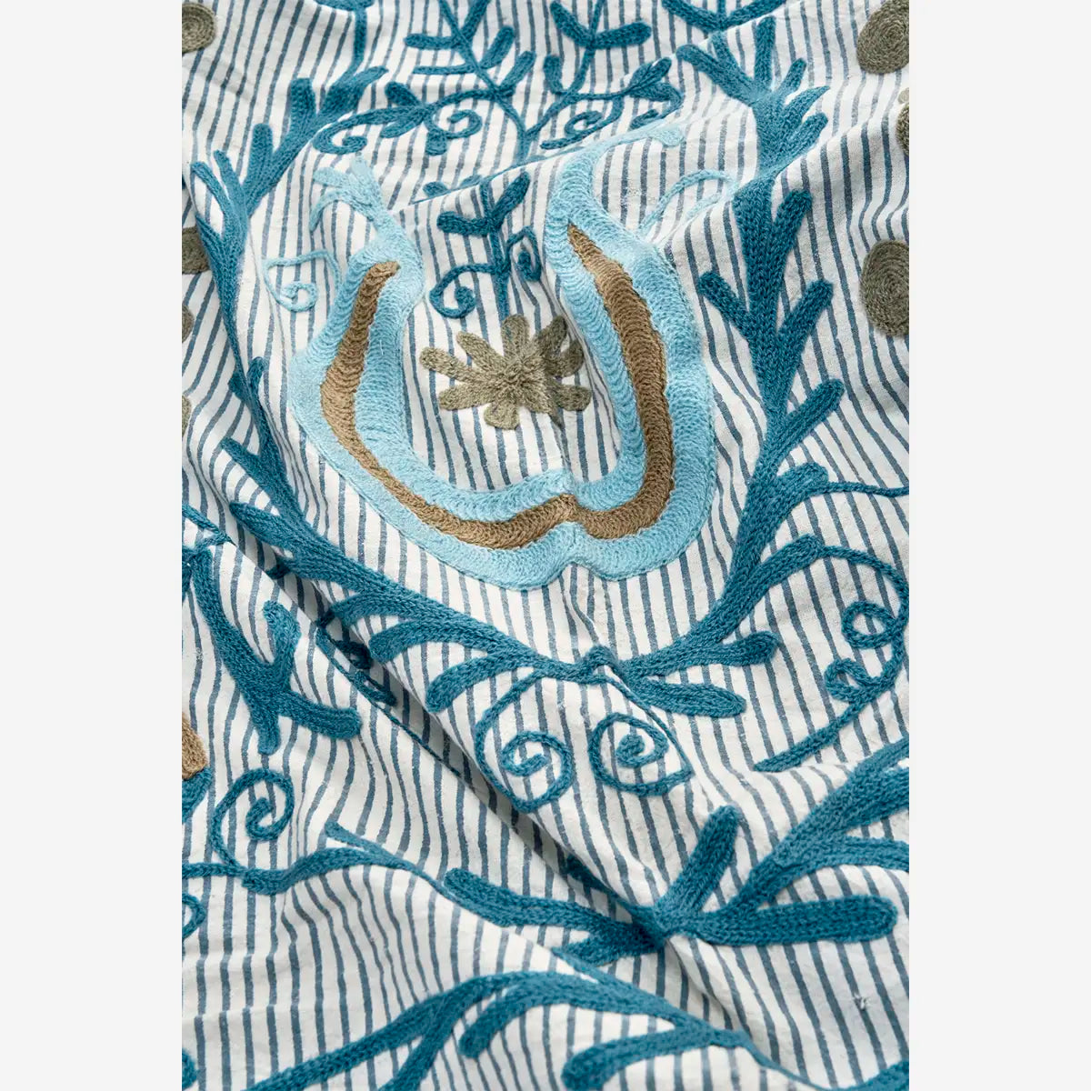 Blue Embroidered Suzani Throw