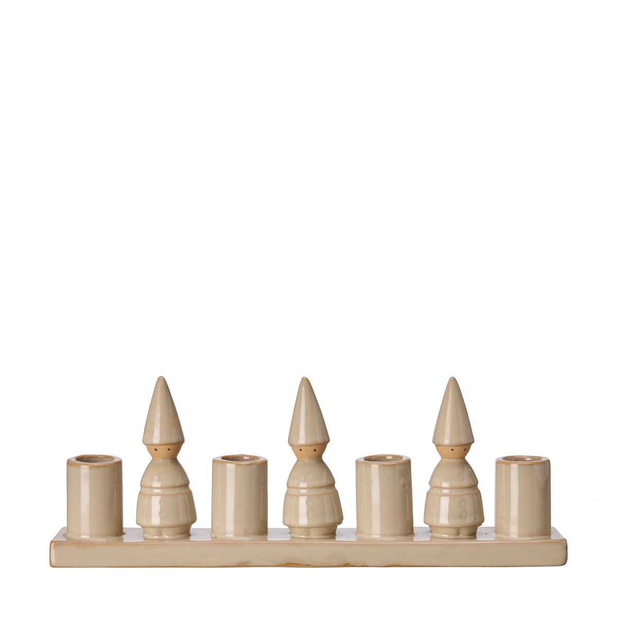 Christmas Stoneware Beige Tomte Candle Holder