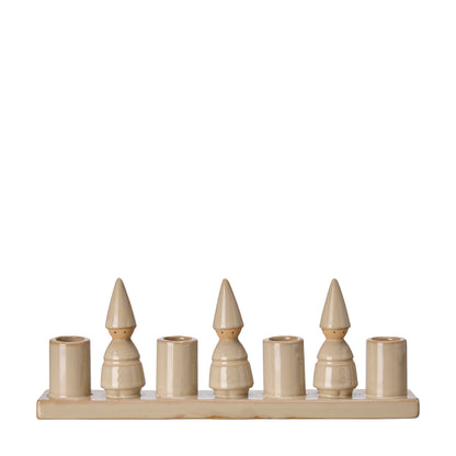 Christmas Stoneware Beige Tomte Candle Holder