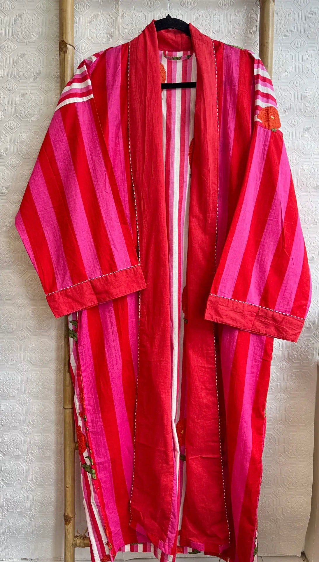 Pink & Red Stripe Cotton Robe