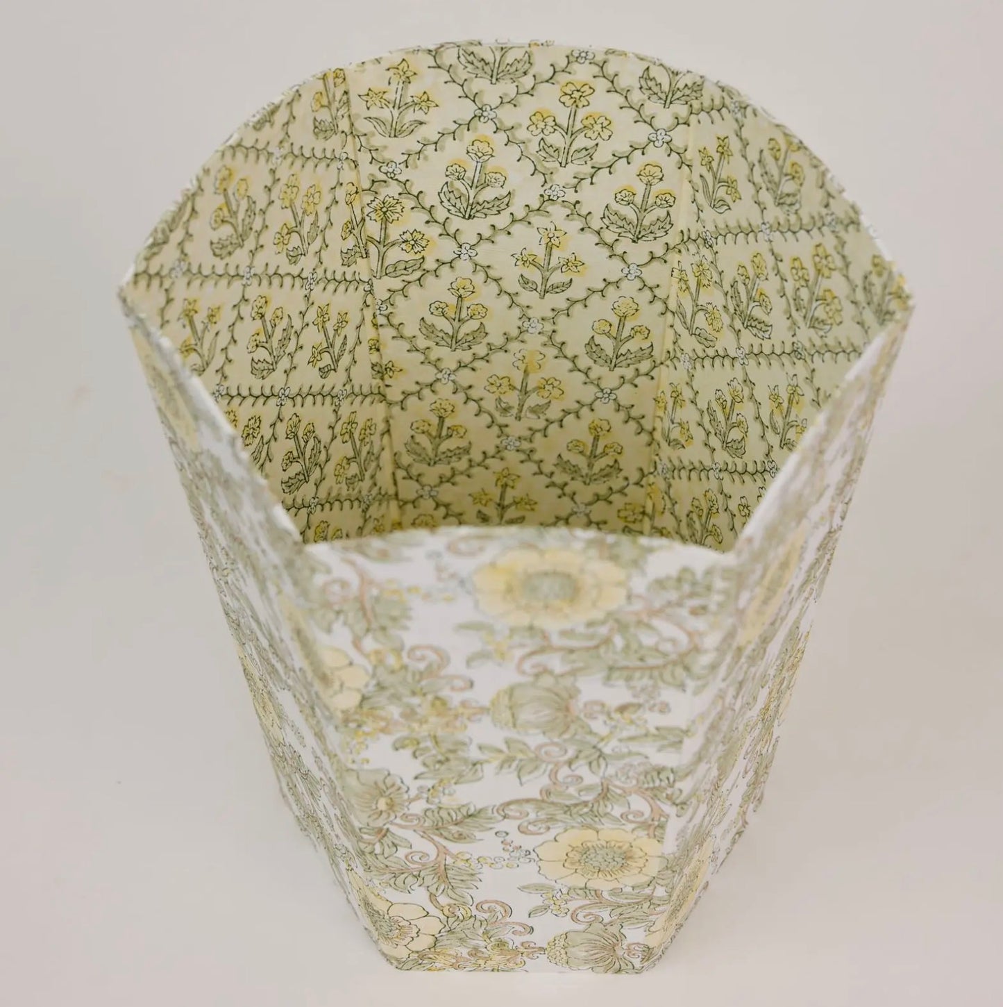 Buttermilk Blockprinted Waste Paper Bin
