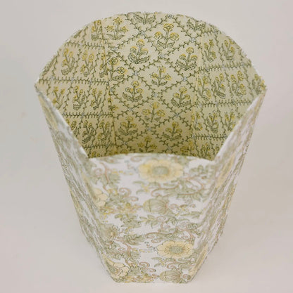 Buttermilk Blockprinted Waste Paper Bin