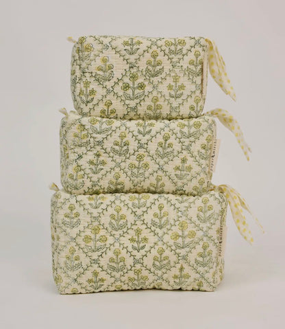 Lemon Floral Wash Bags