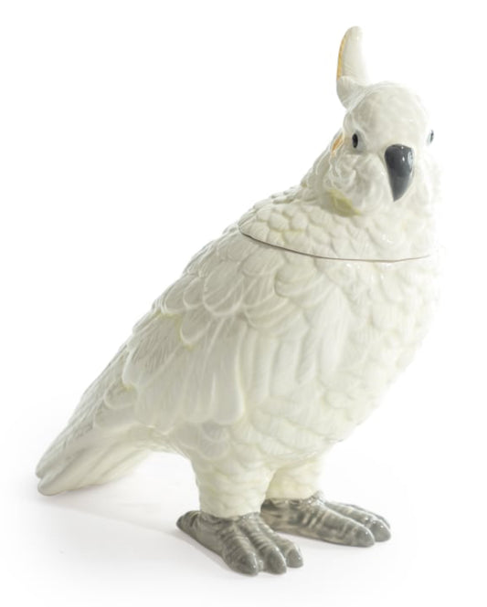 Cream Stoneware Parrot Jar
