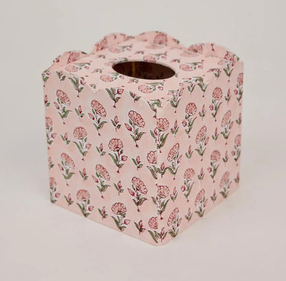 Pink Blockprinted Tissue Box