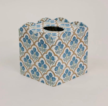 Blue Blockprinted Tissue Box