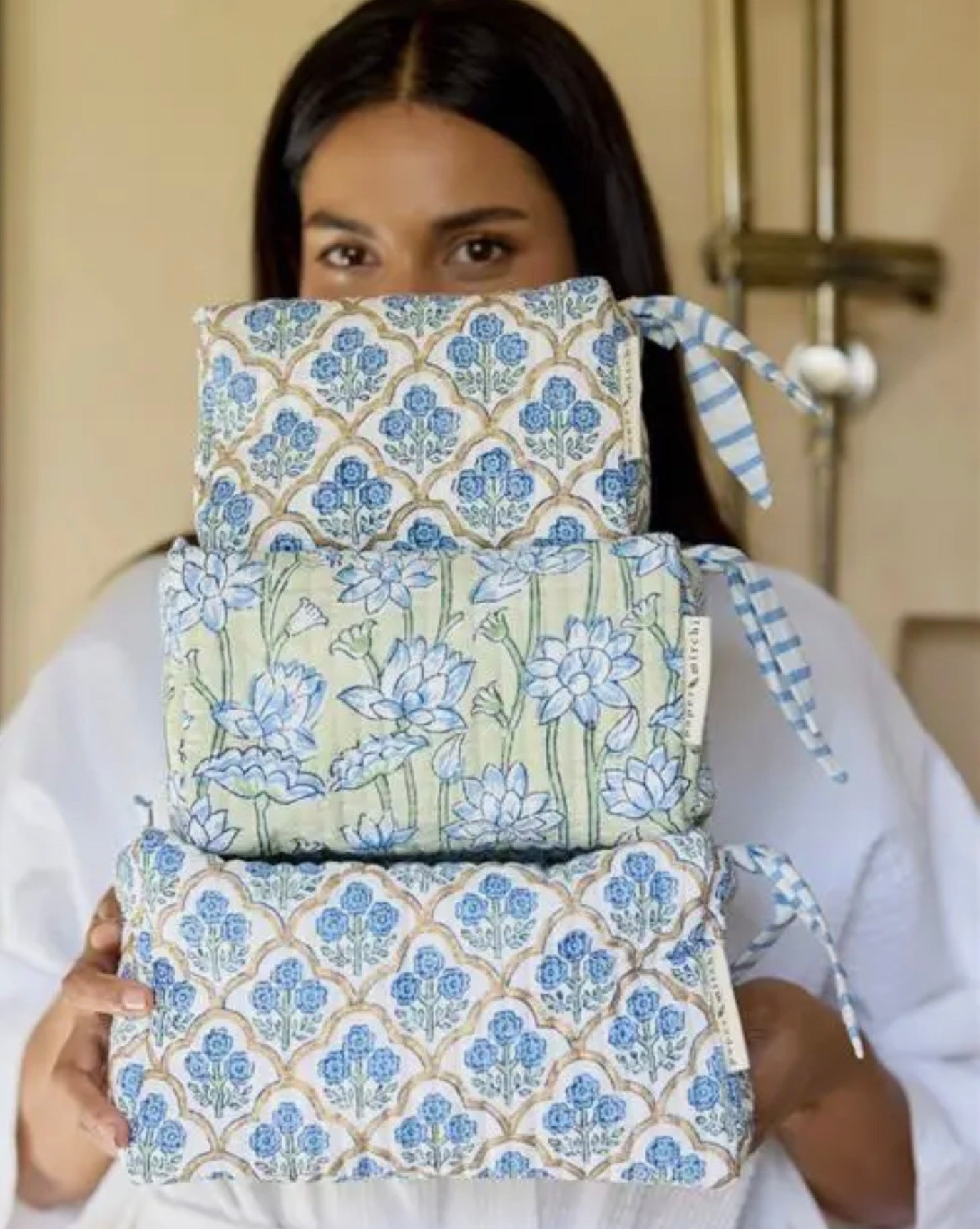 Blue Floral Wash Bags