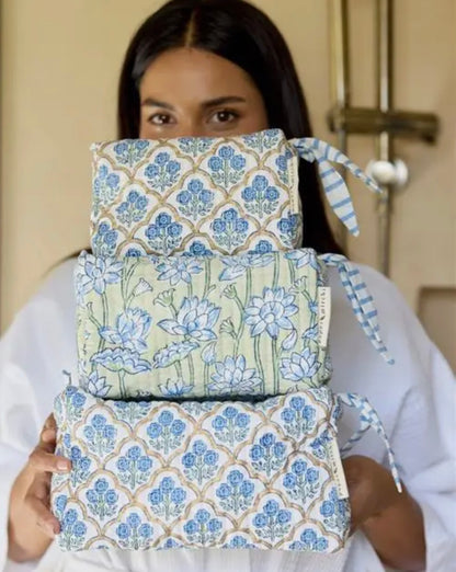 Blue Floral Wash Bags