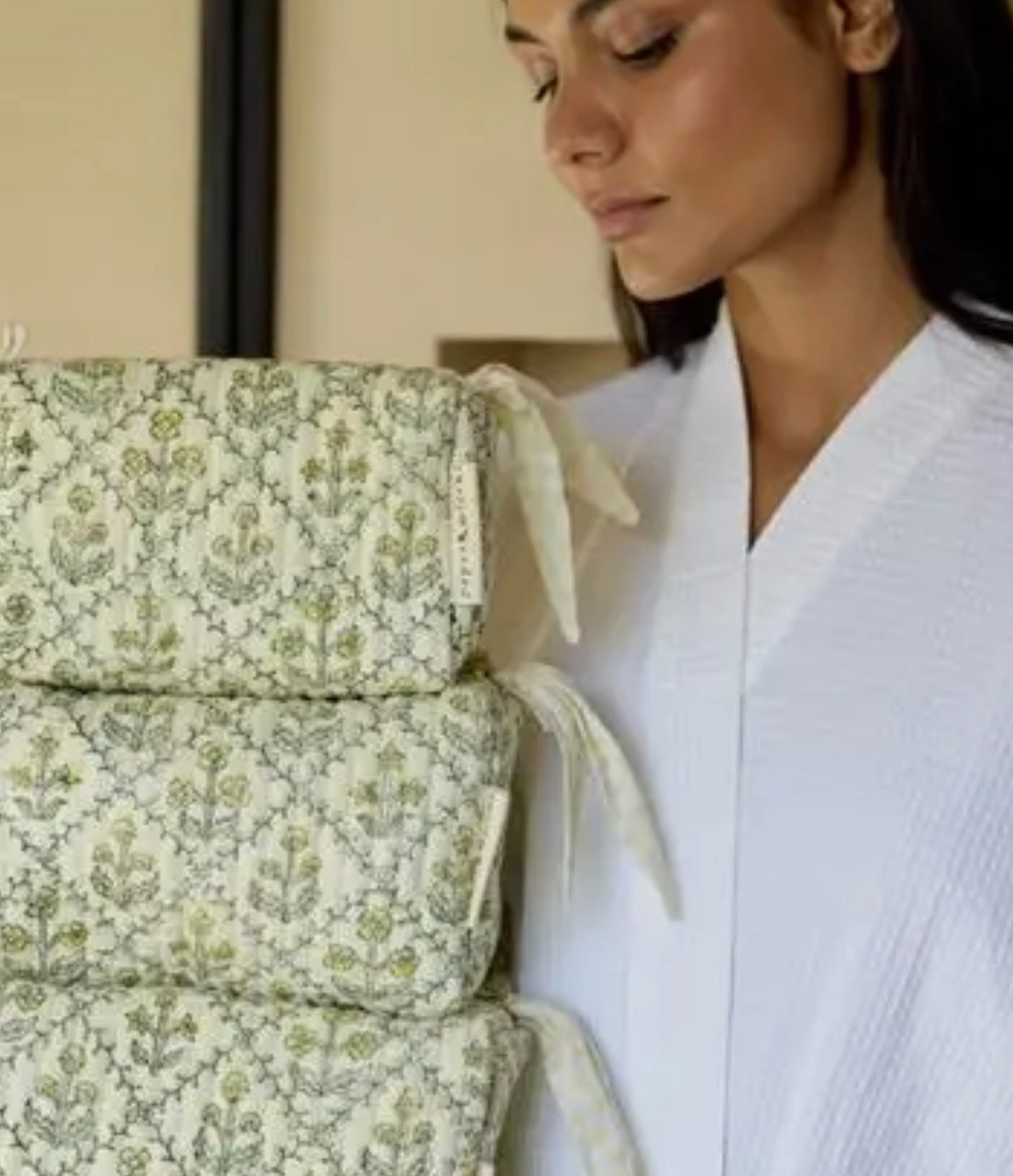 Lemon Floral Wash Bags