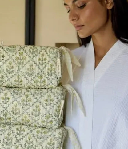 Lemon Floral Wash Bags