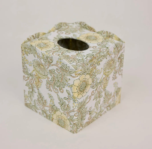 Buttermilk Blockprinted Tissue Box
