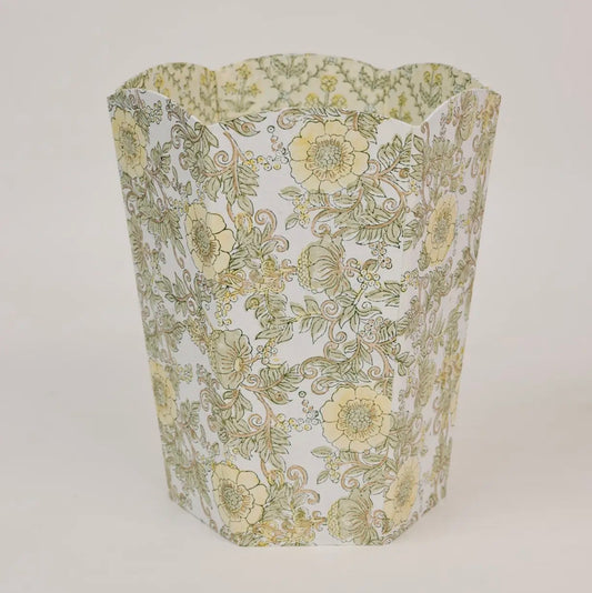 Buttermilk Blockprinted Waste Paper Bin