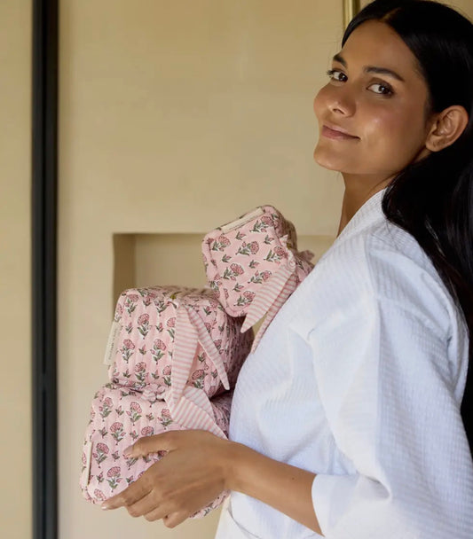 Pink Floral Wash Bags