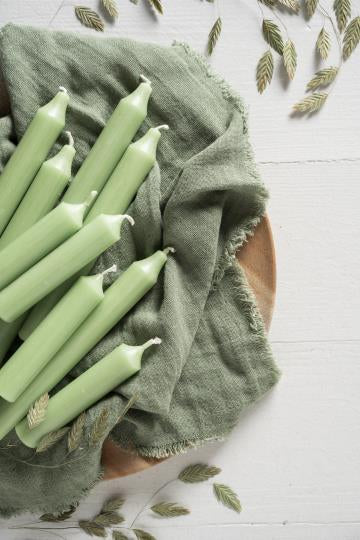 Short Dinner Candle Grass Green