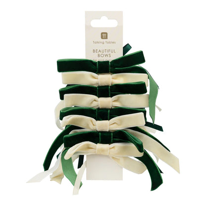 Christmas Green Velvet Tie On Bows
