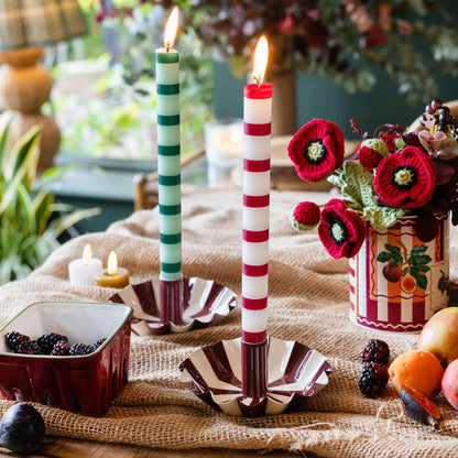 Christmas Stripe Enamel Candleholder