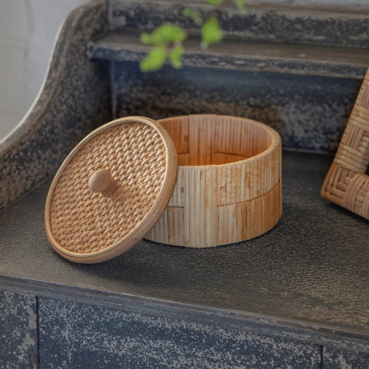 Rattan Lidded Storage Pot